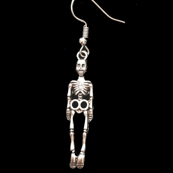 HAND Crafted Earrings Skeleton Punk Goth Fashion Dark - Picture 3 of 7